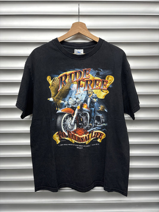 Vintage Harley Ride Free Jesus Tee - L