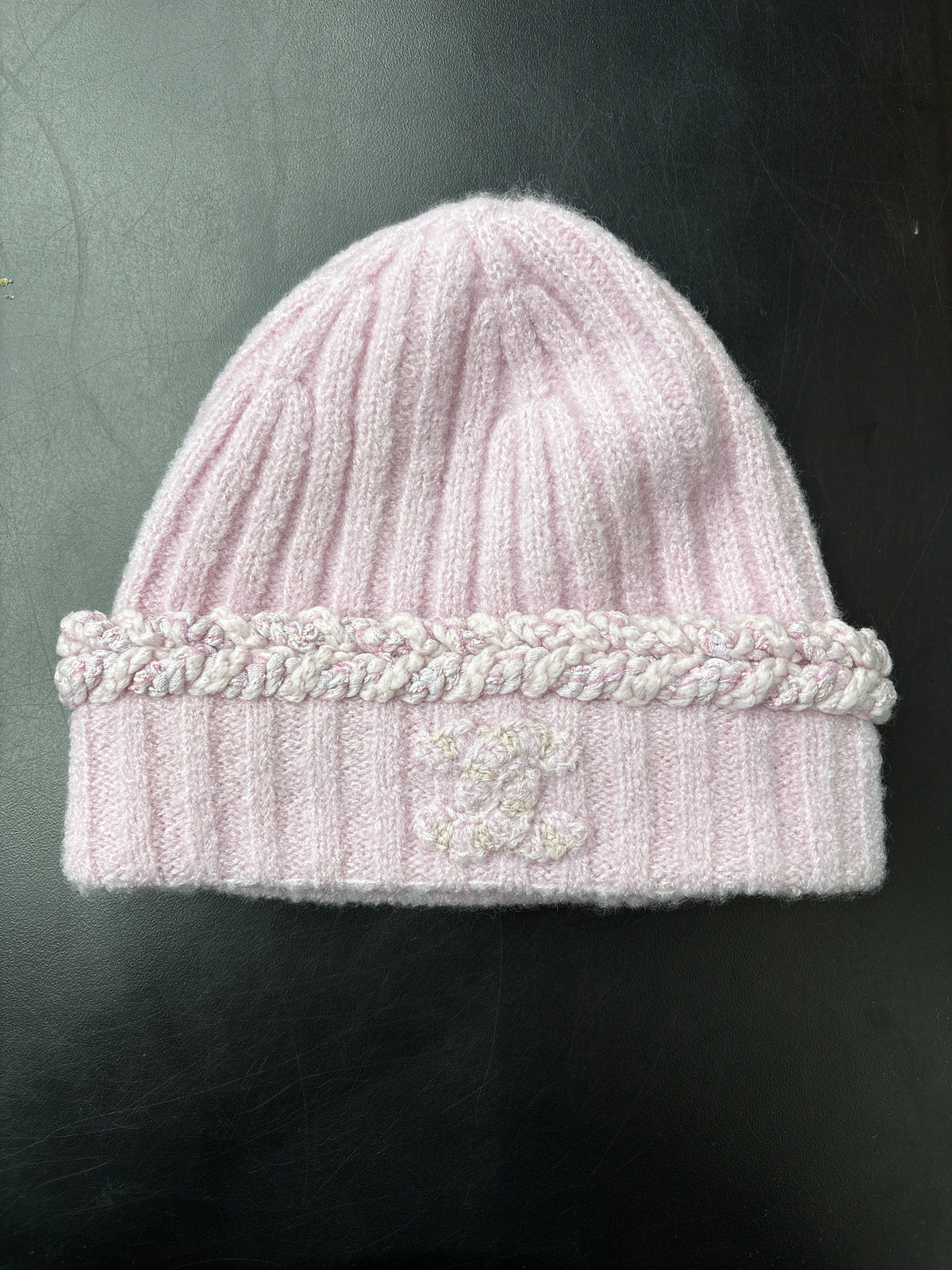 Chanel Pink Woven Beanie**