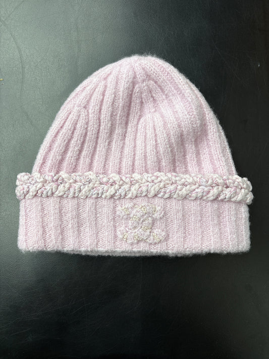 Chanel Pink Woven Beanie**
