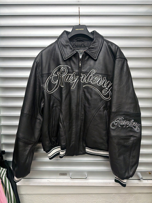Raspberry Leather Jacket - L**