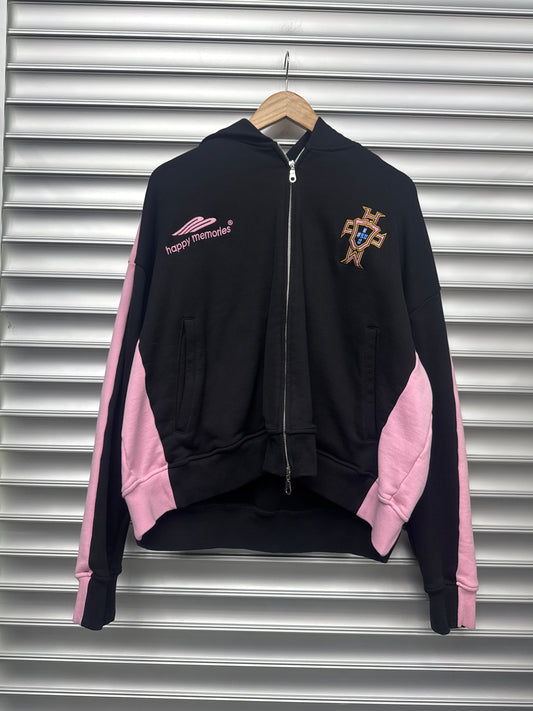 HMDD Pink Stripe Zip Up Hoodie - S