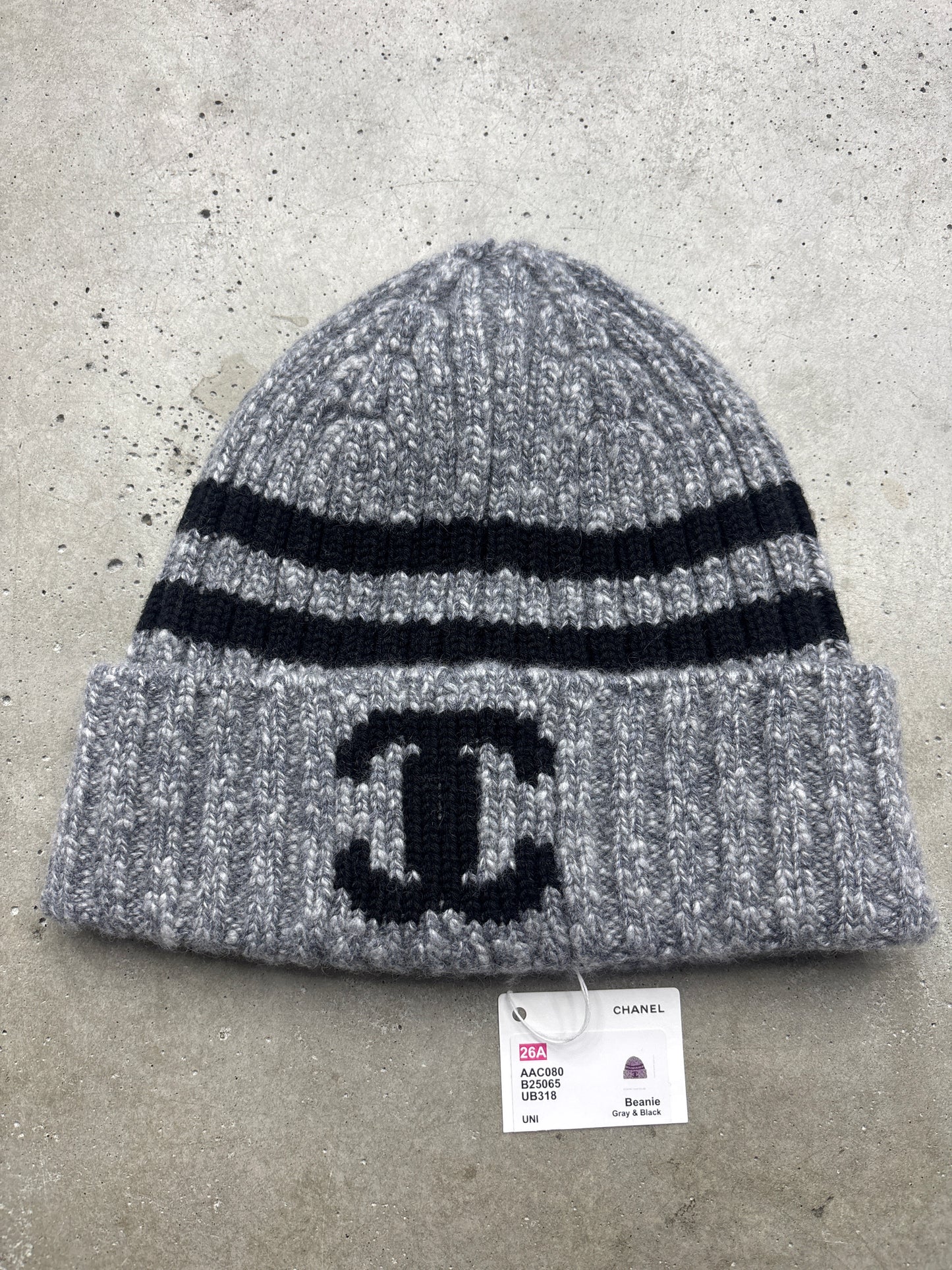 Chanel Grey Knit Beanie