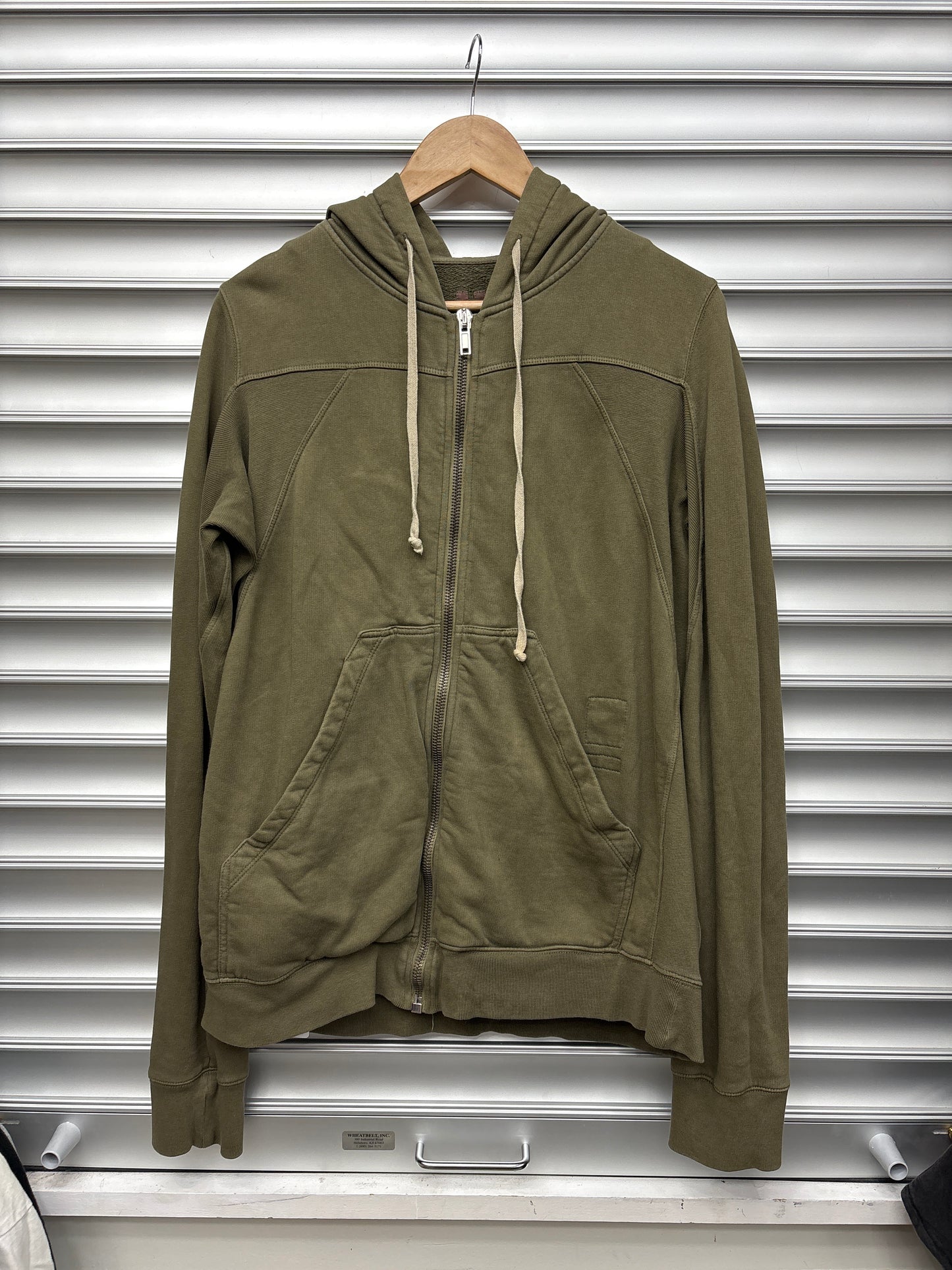Rick Owens Olive Green Zip Up Hoodie - L