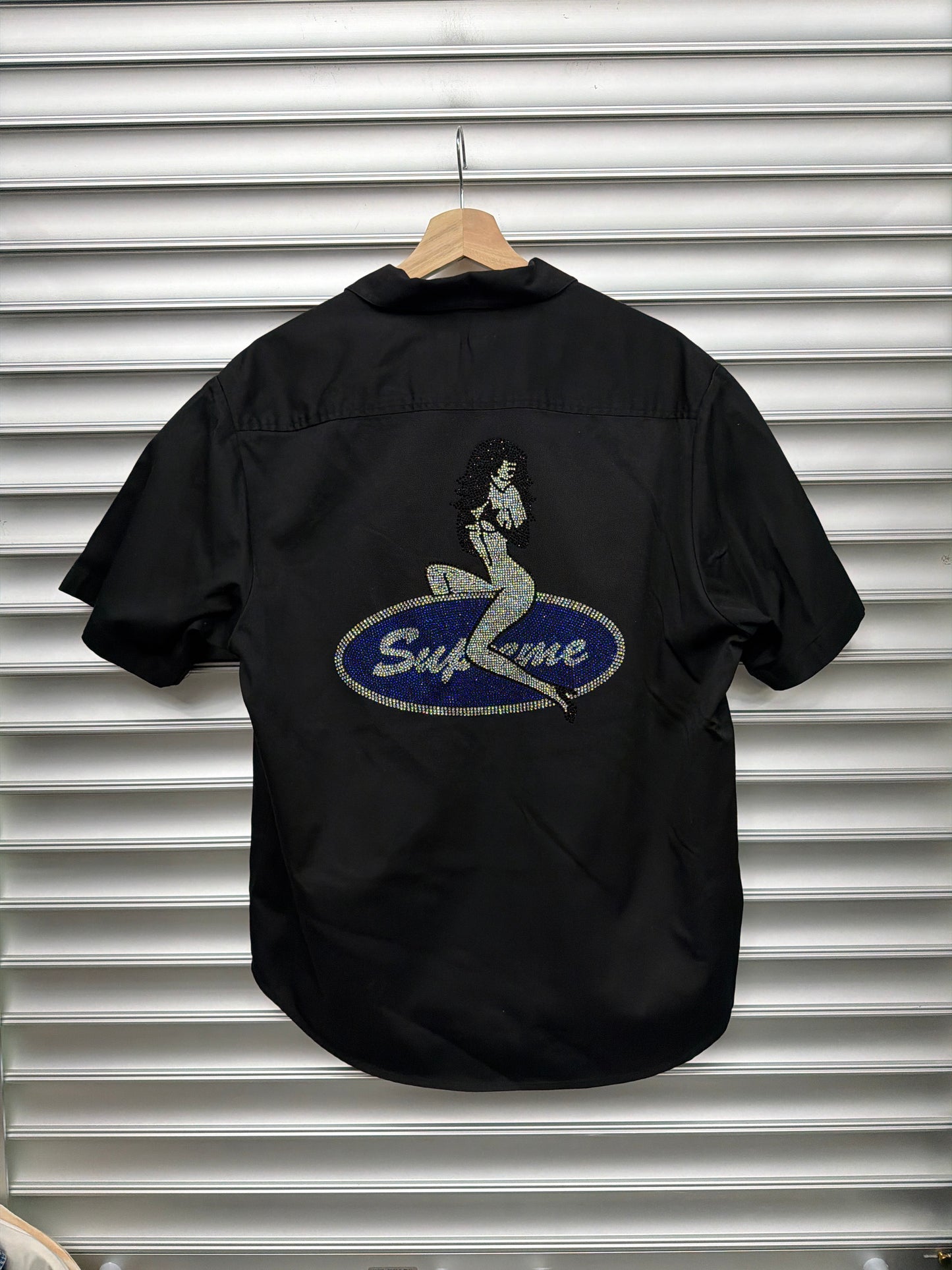 Supreme Rhinestone Black Work Shirt - M