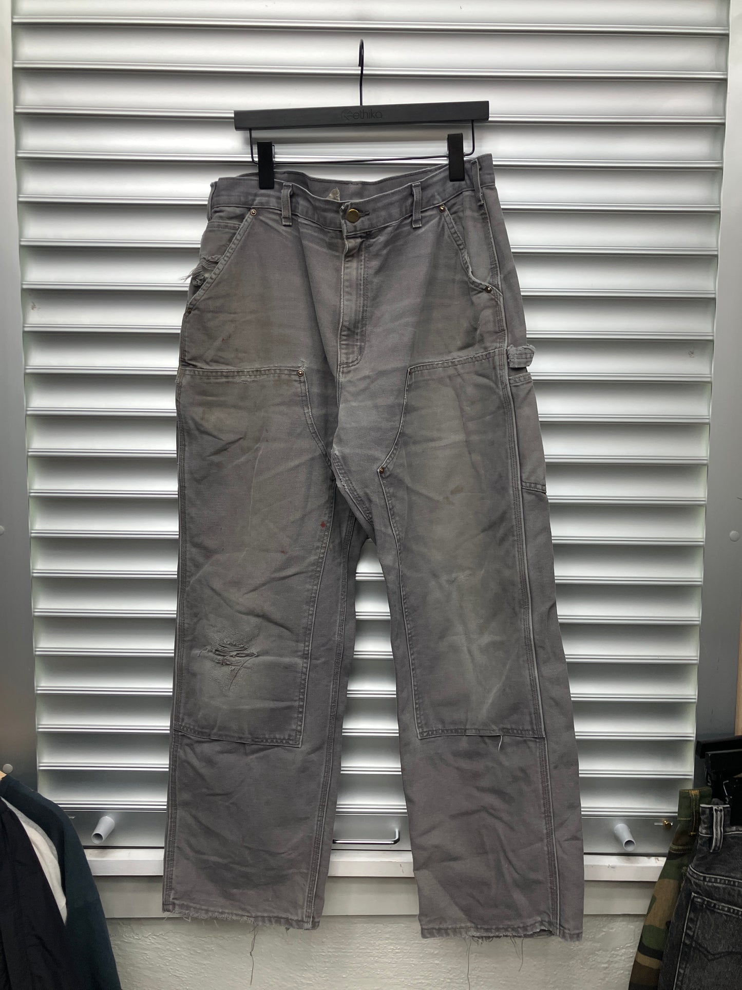 Vintage Grey Double Knee Carhartt Pants - 36