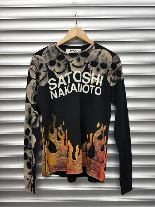Satoshi Nakamoto Skull Flame Thermal Long Sleeve - M