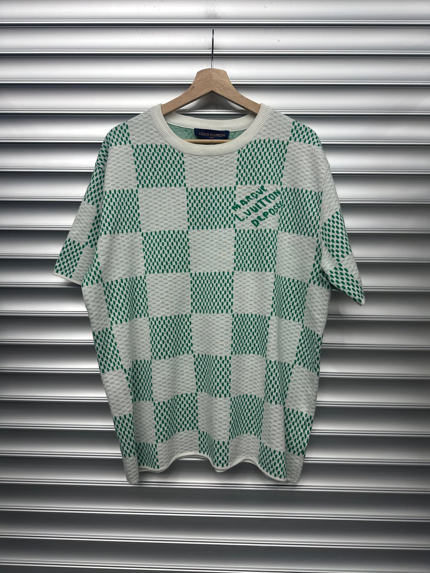 Louis Vuitton Damier Green Checkboard Tee - L