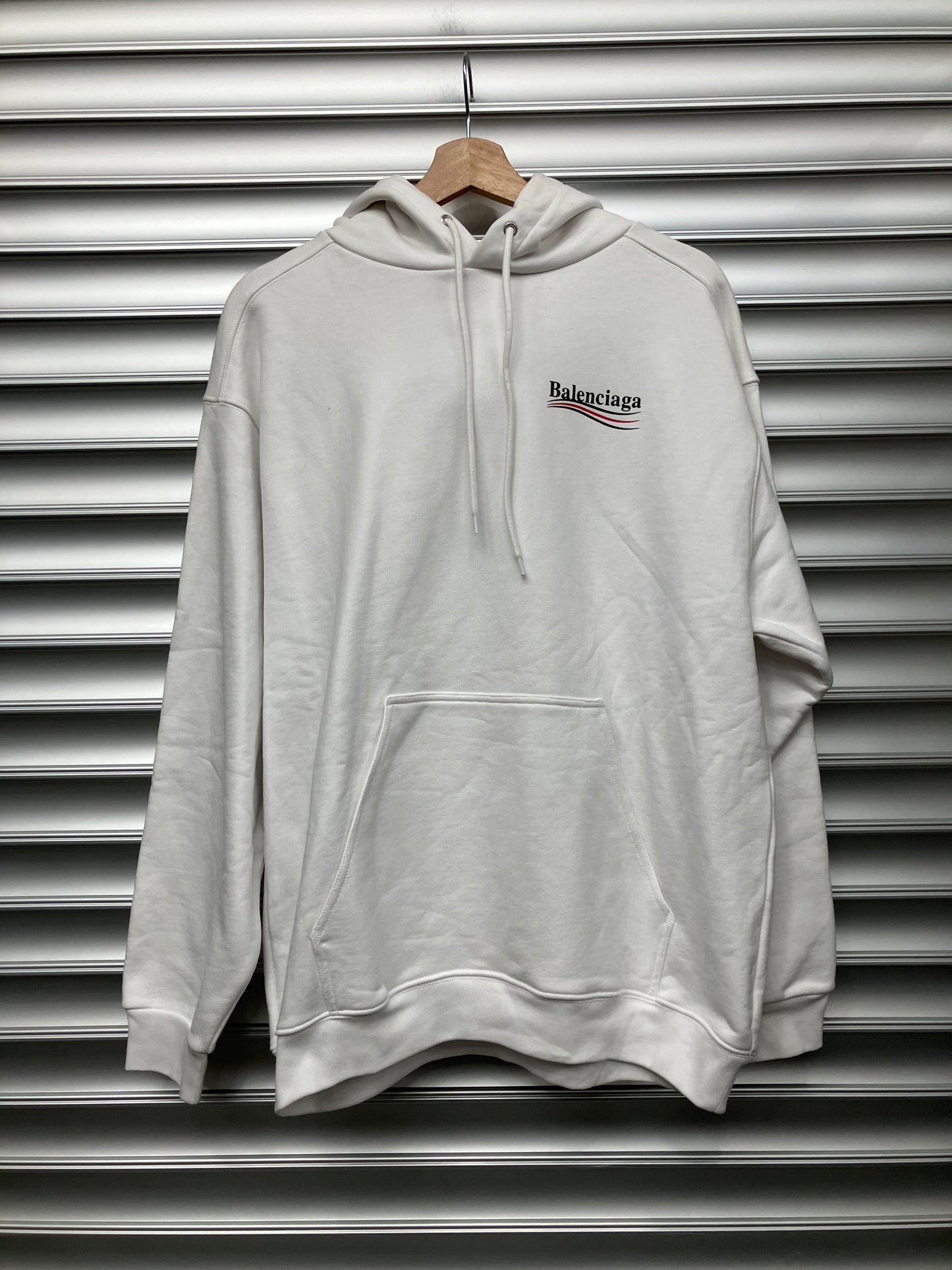 White Balenciaga Campaign Logo Hoodie - S