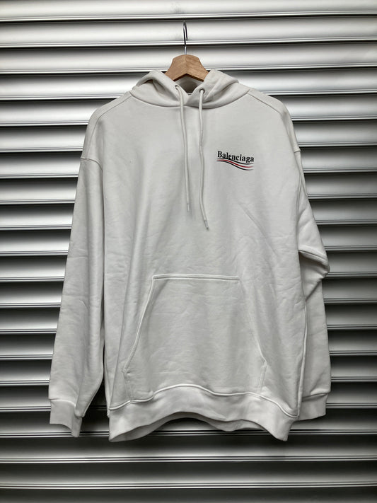 White Balenciaga Campaign Logo Hoodie - S