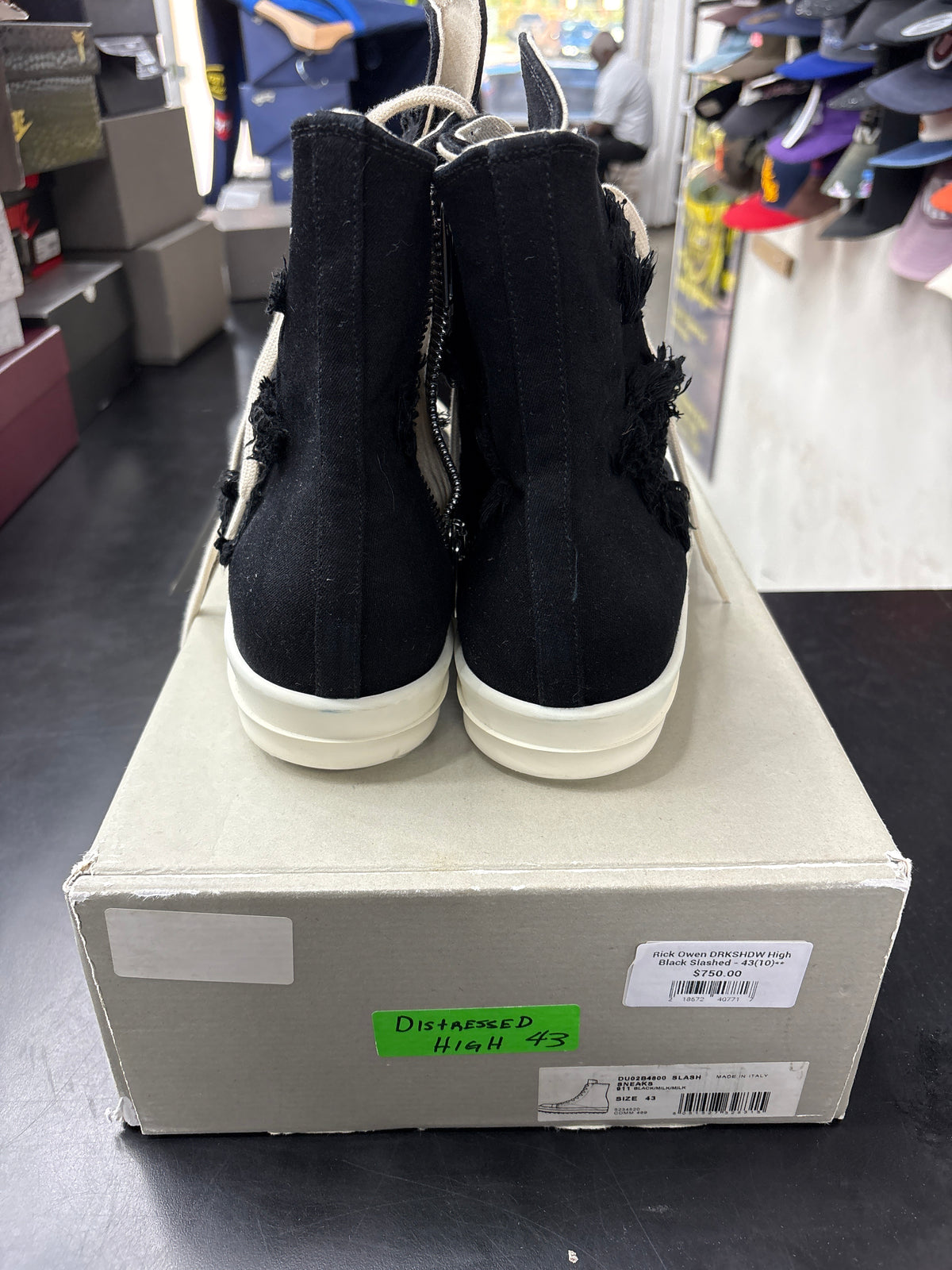 Rick Owen DRKSHDW High Black Slashed - 43(10)**