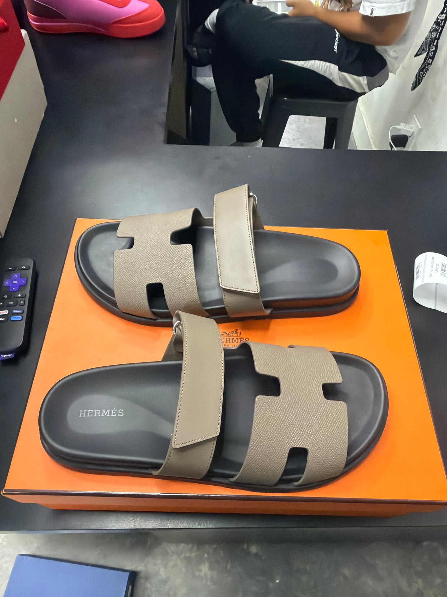 Hermes Brown Chrypre Slides (U) - 43(10)