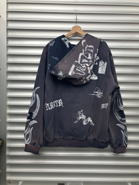 Abstract Grafitti Hoodie - XL
