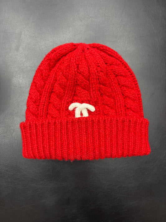 Chanel Red Knit Beanie**