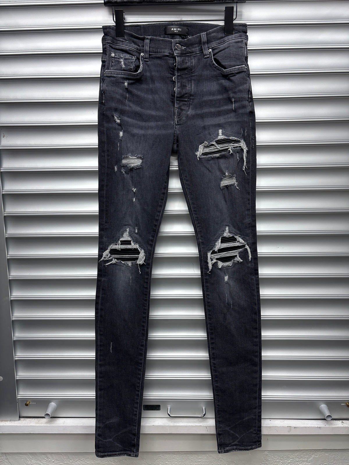 Amiri Grey Black Patch Denim - 31**