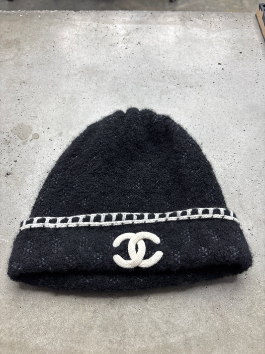 Chanel Cashmere Black Grid Beanie