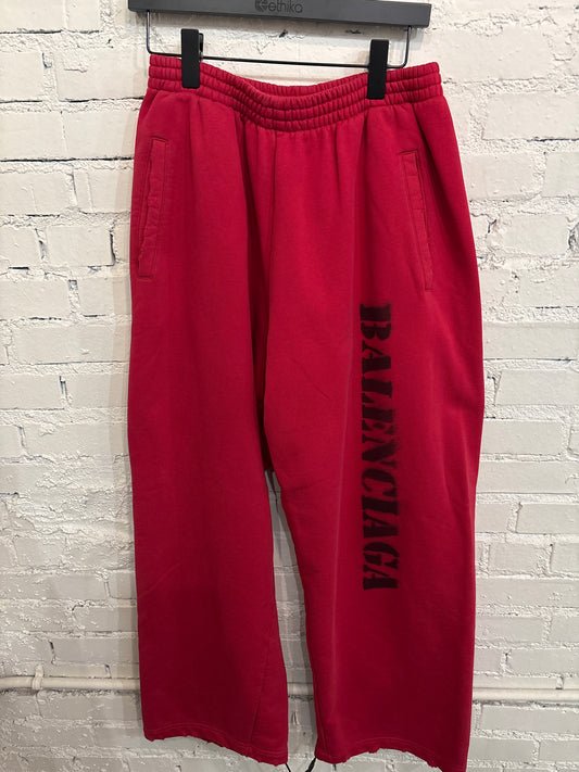 Red Balenciaga Sweatpants - S