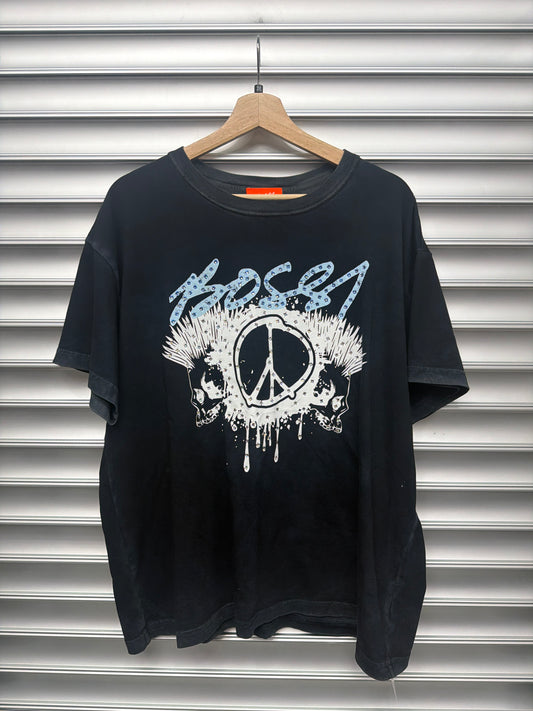 Bossi Skull Peace Rhinestone Tee - M