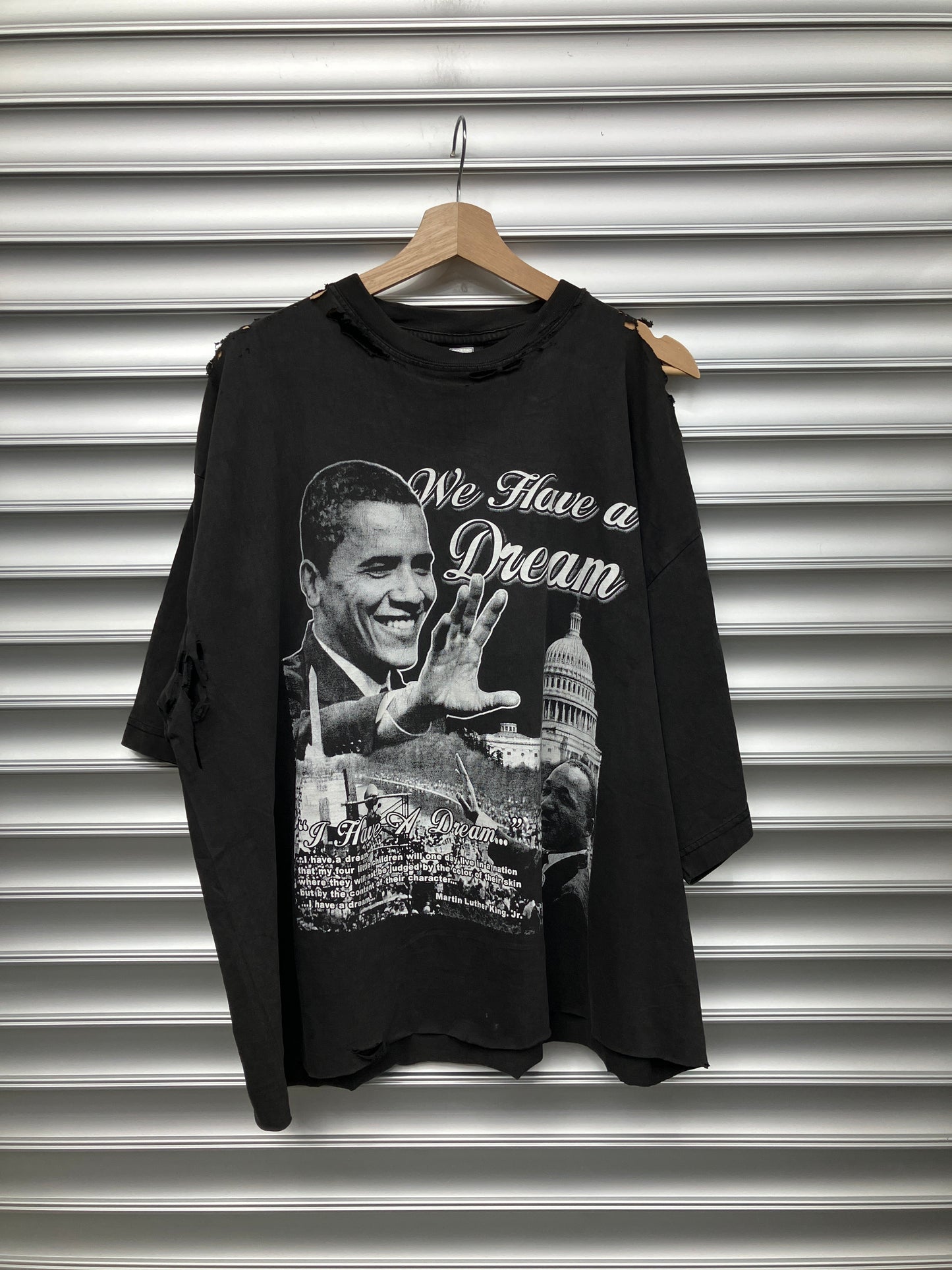 Vintage Black White Obama Tee - XL