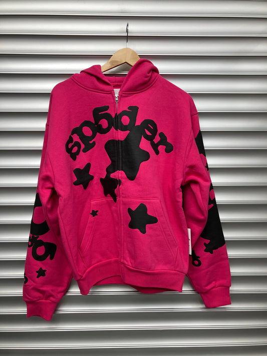Spider Pink Zip Up Hoodie - S