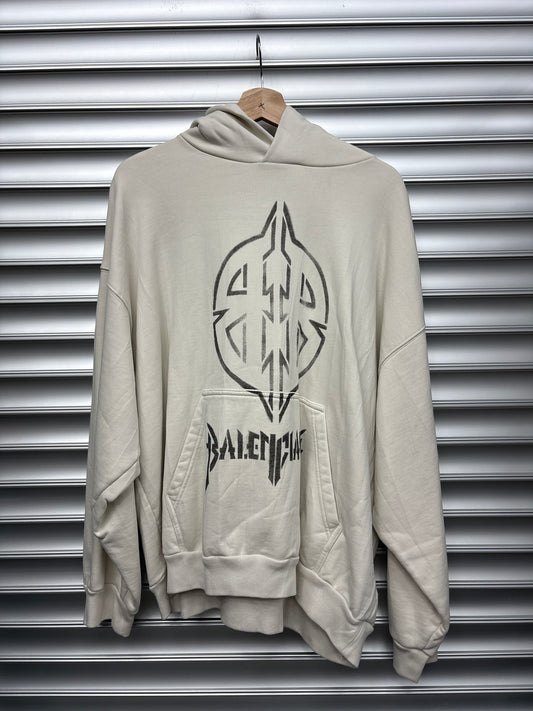 Balenciaga Cream Crest Hoodie - XXL**