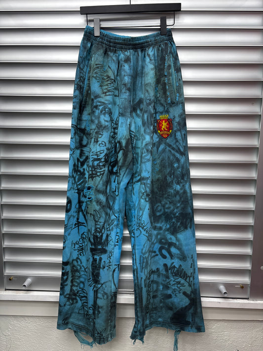 Balenciaga Graffiti Blue Sweatpants - XS