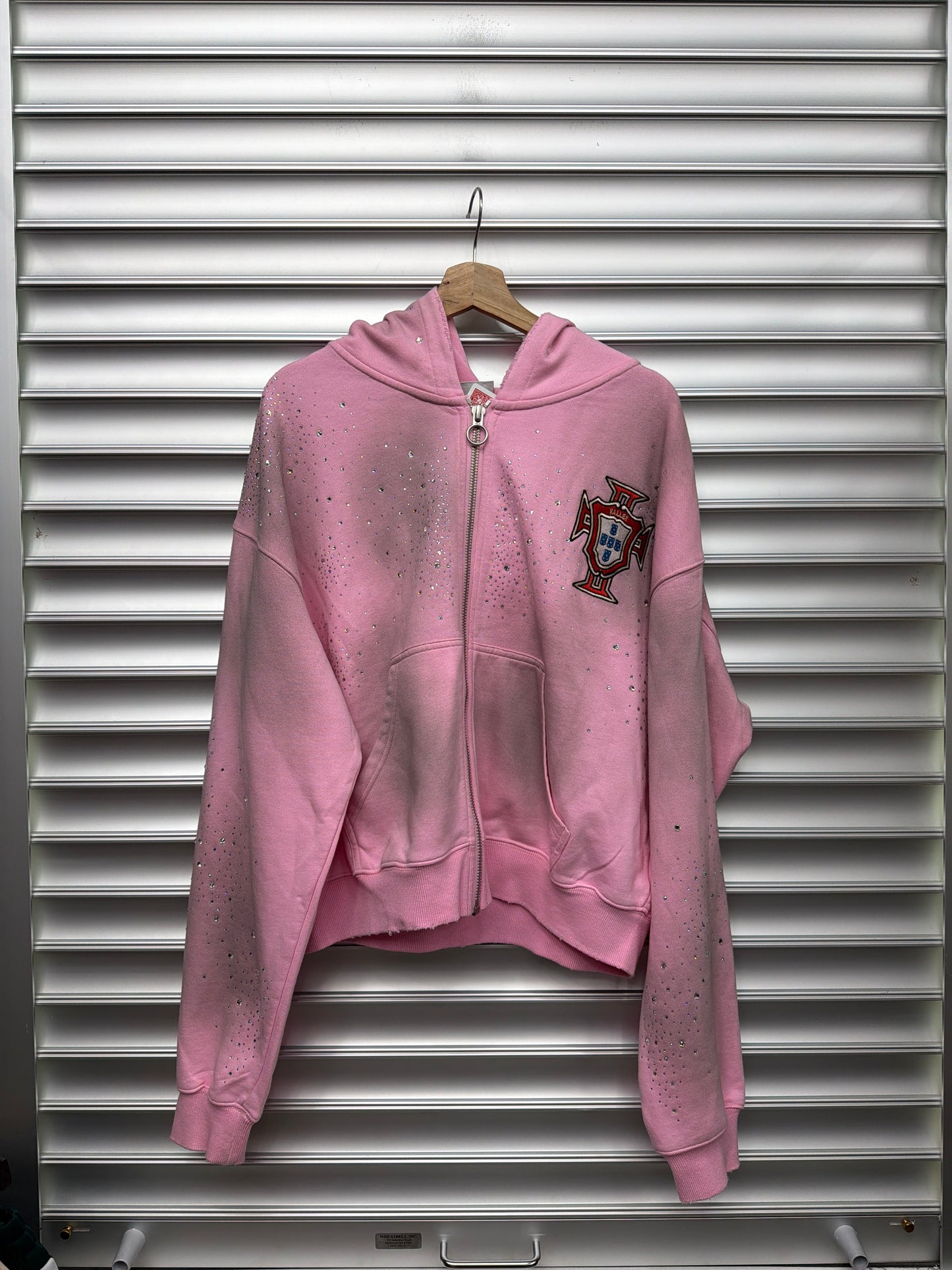 Vale Pink Rhinestone Zip Up - M