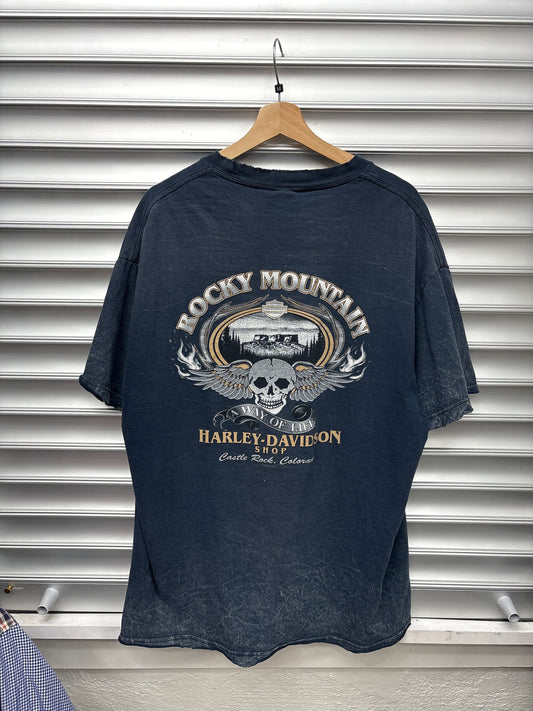 Vintage Harley Davidson Skull Tye Dye Tee - L **