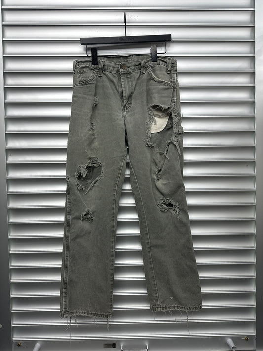 Thrashed Dickies Green Pants - 30