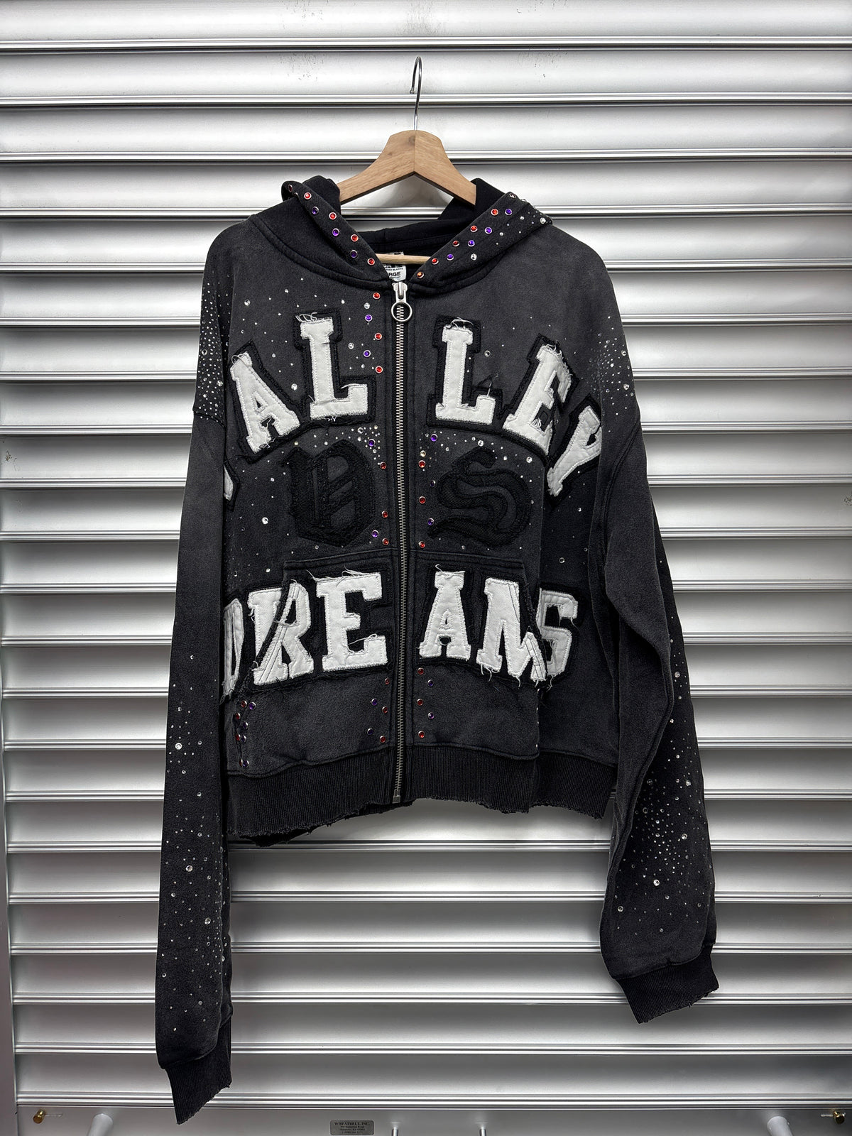 Vale Black Rhinestone Zip Up - XL**