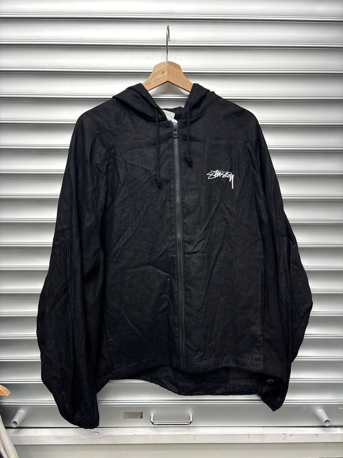 Stussy Black Mesh Zip Up - L**
