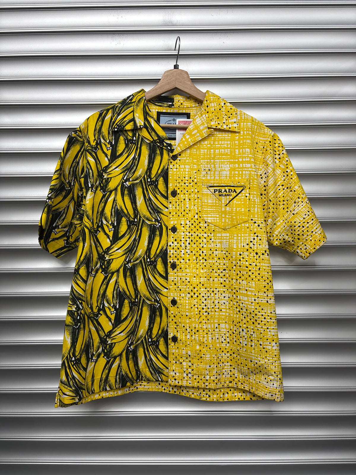 Prada Yellow Split Banana Bowling Shirt - M**