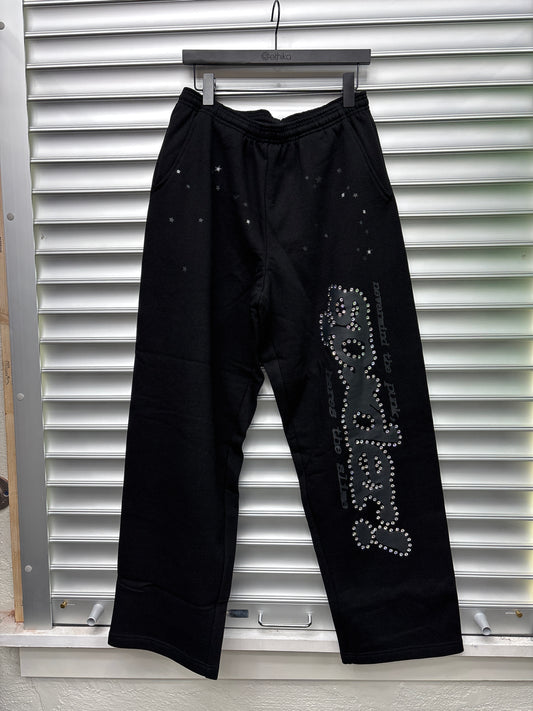 Spider Black Rhinestone Sweatpants - M