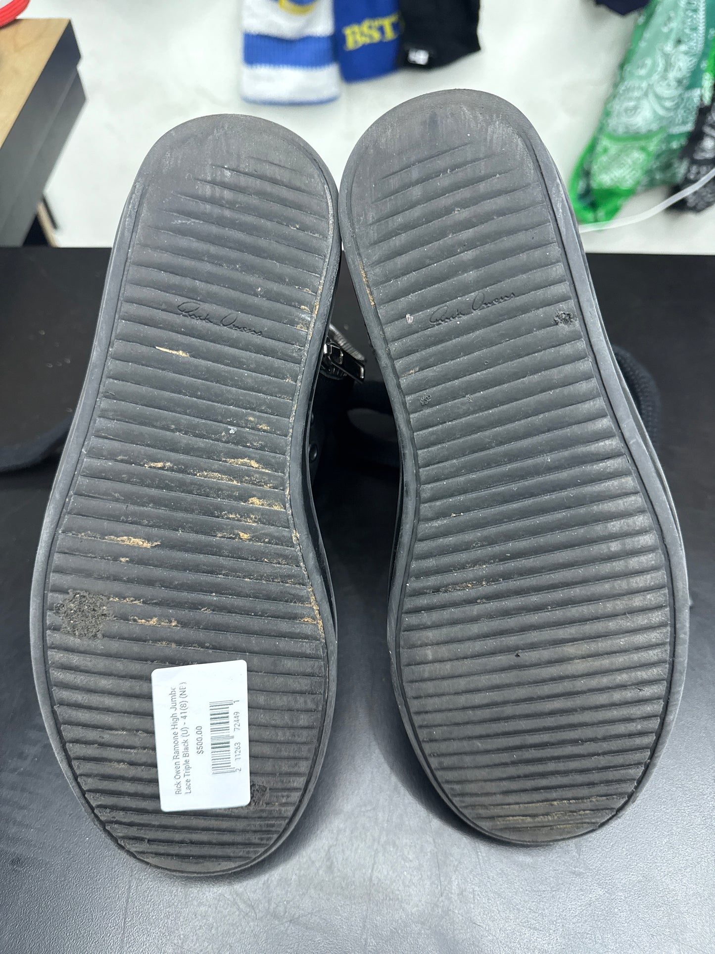 Rick Owen Ramone High Jumbo Lace Triple Black (U) - 41(8) (NB)