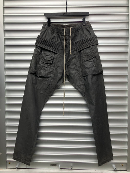 Rick Owens Grey Wax Creatch Cargos Pant - S