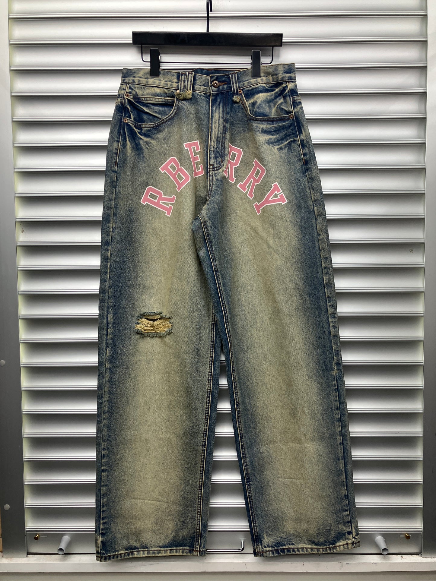 Raspberry Pink Baggy Denim - S