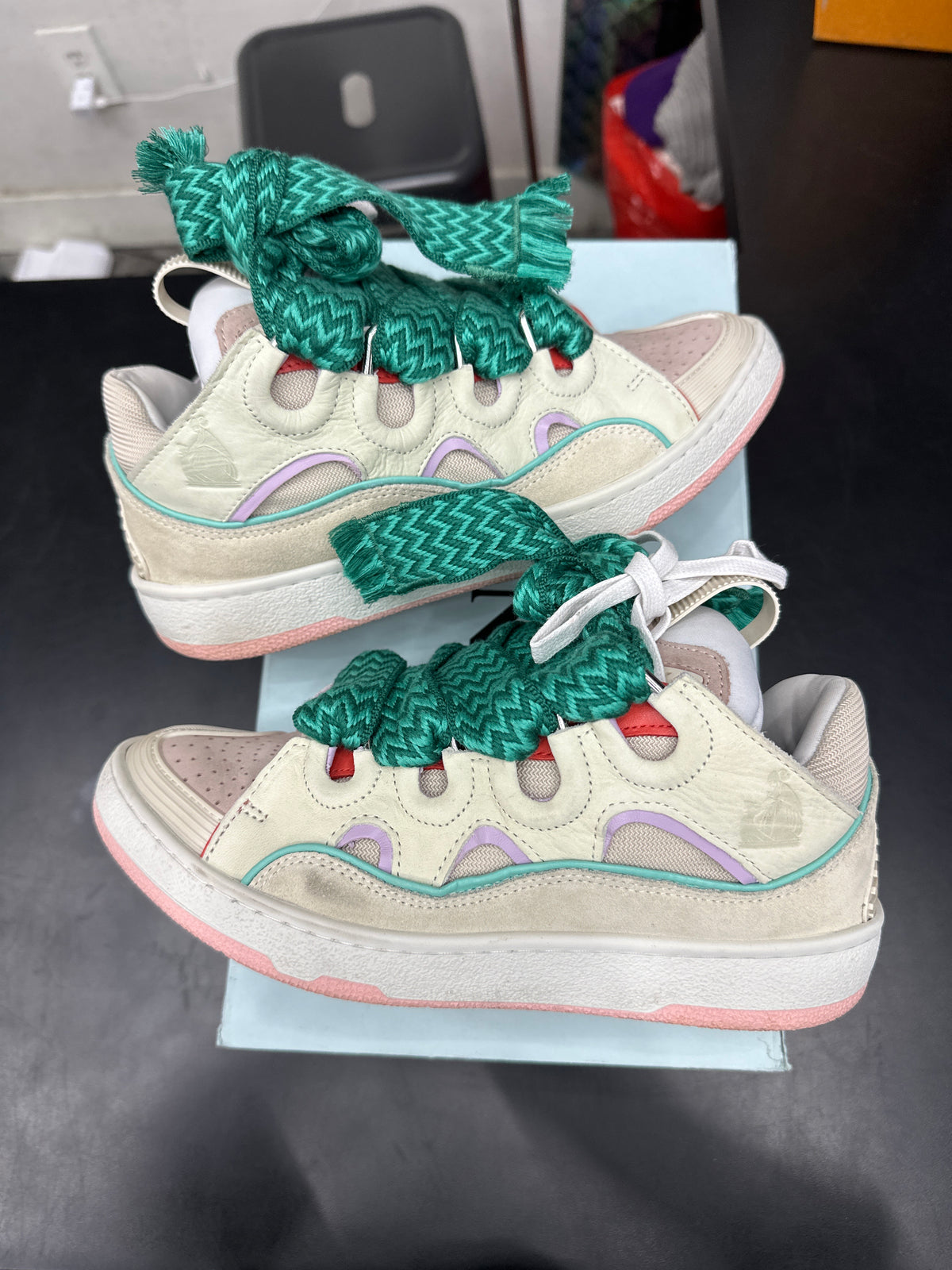 LANVIN Curb Teal/Pink (U) - 38**