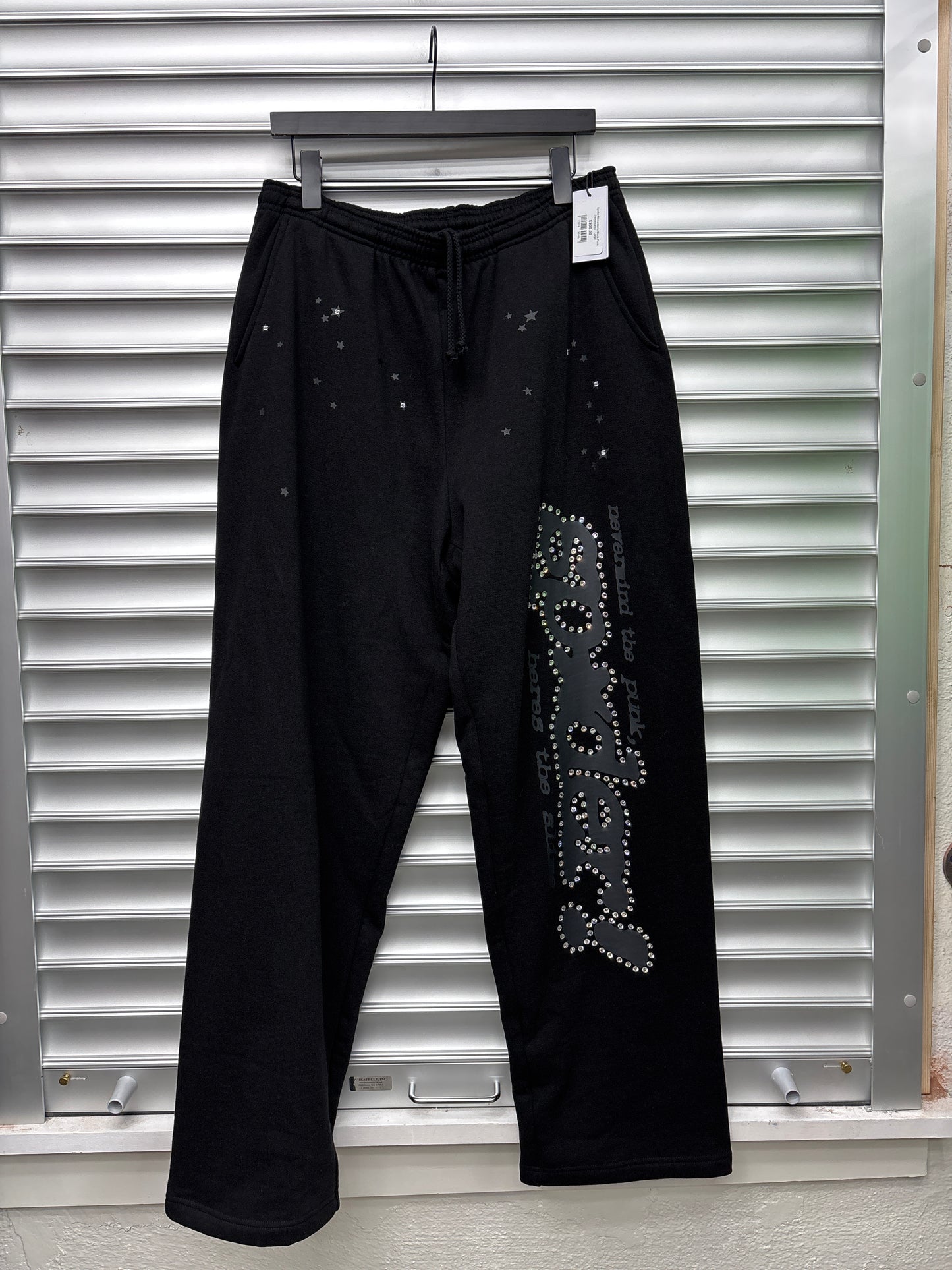 Spider Rhinestone Black Punk Sweatpants - Large