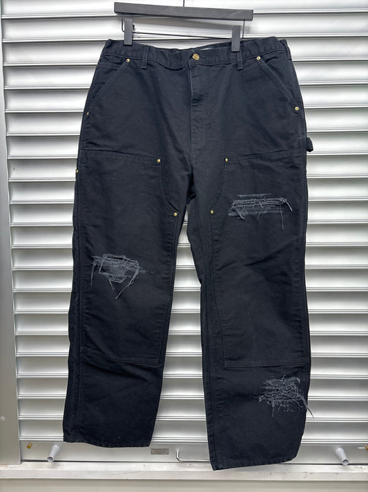 Vinatge Carhartt Distressed Black Double Knee - 40