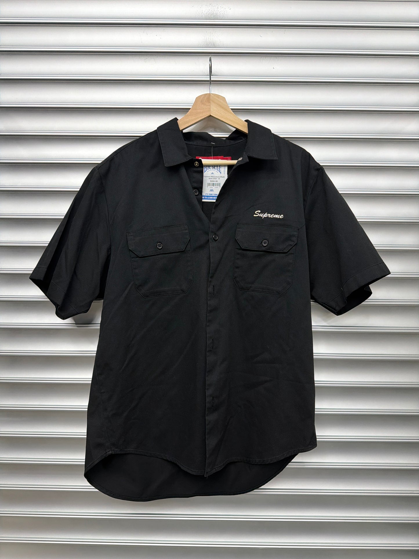 Supreme Rhinestone Black Work Shirt - M