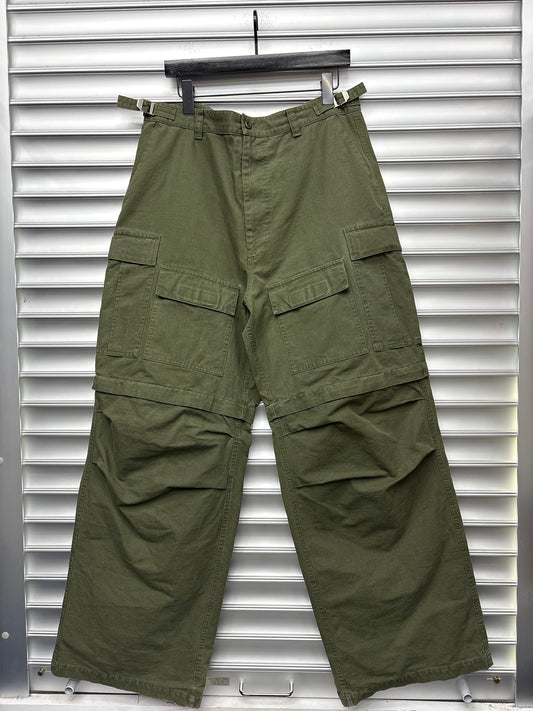 Balenciaga Olive Cargo Convertible Pants - 50**