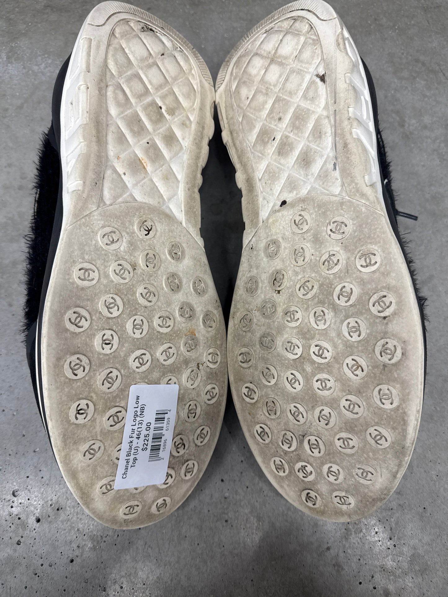 Chanel Black Fur Logo Low Top (U) - 46(13) (NB)