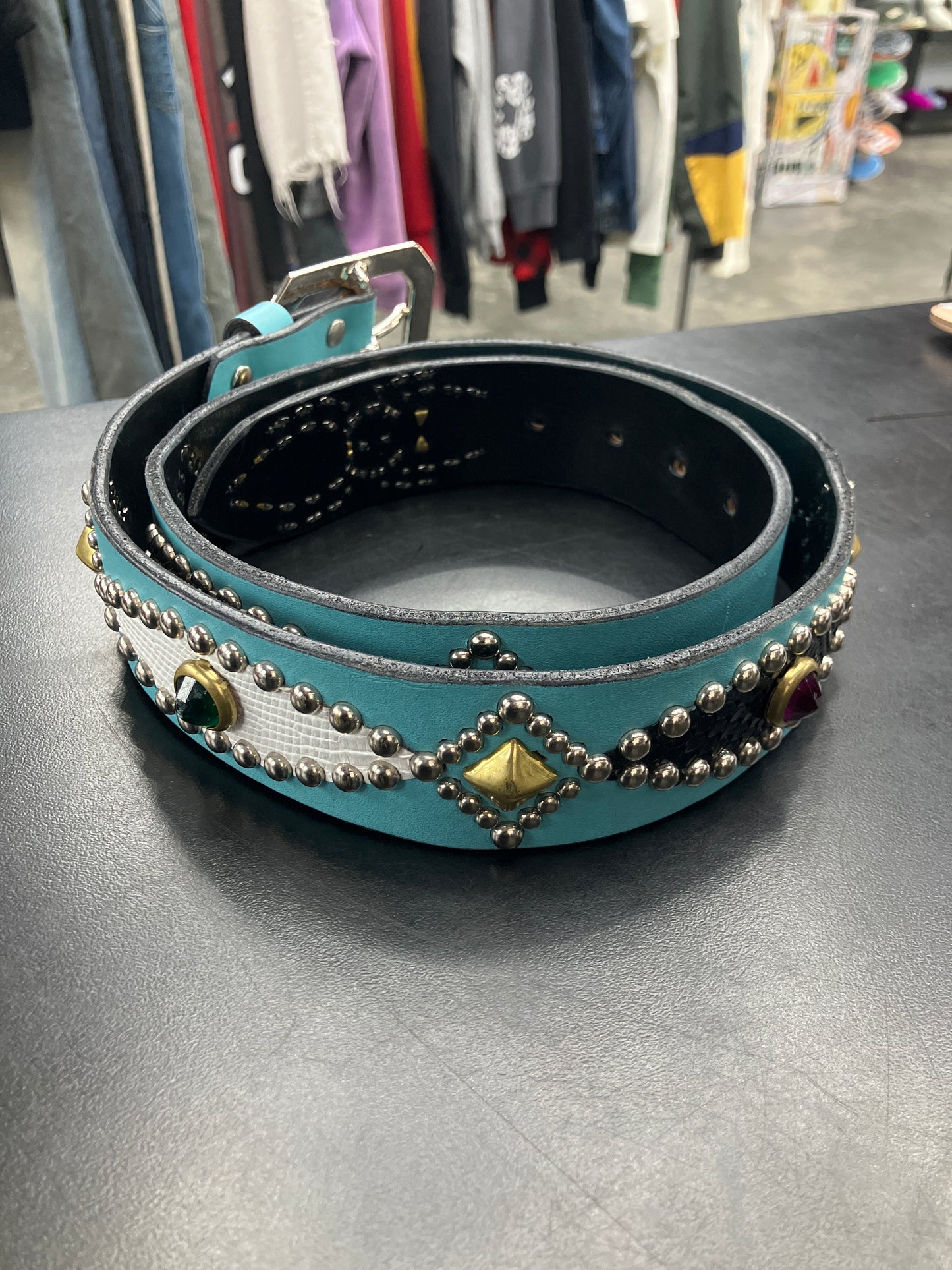 Mannahatta UNC Lizard Studded Belt - 34