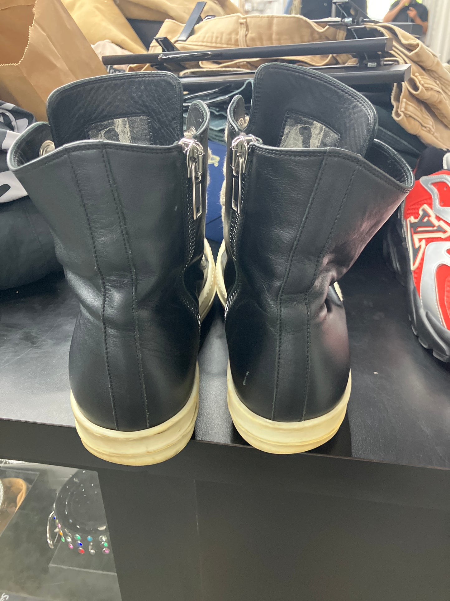 Rick Owen High Jumbo Lace Black Leather (U) - 41(8) (NB)