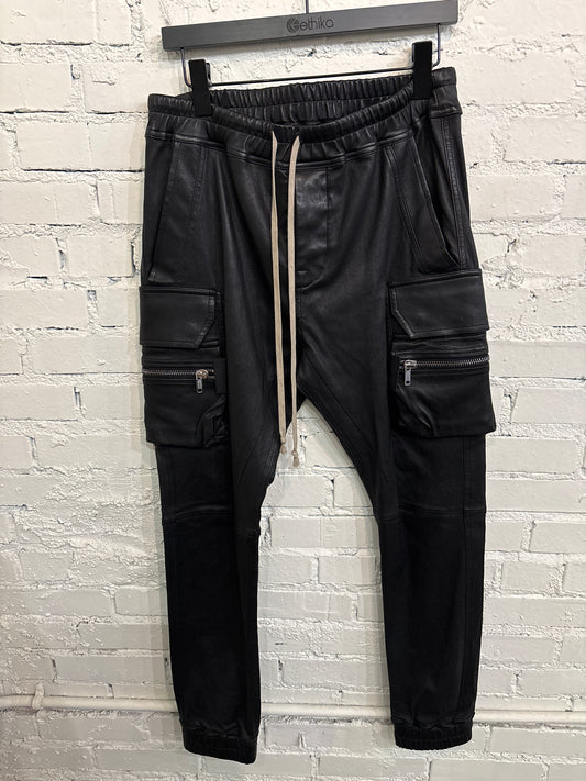 Rick Owen Leather Cargo Pants - 44