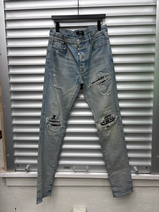 Amiri MX-1 Black Bandana Denim - 34