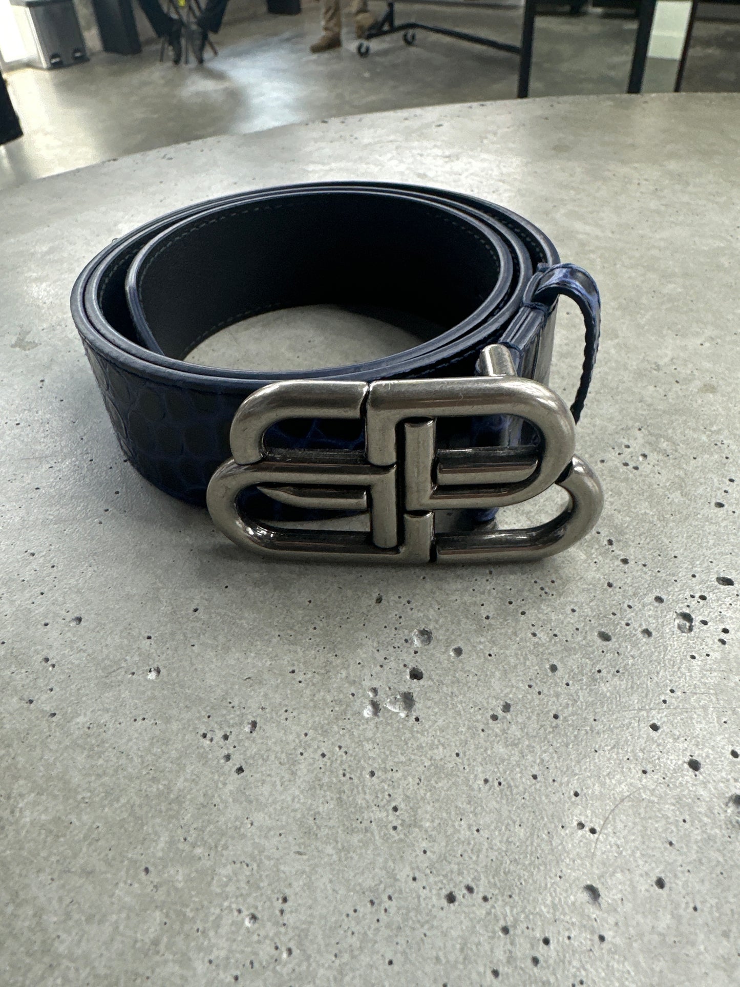 Balenciaga Blue Croc Belt - 28