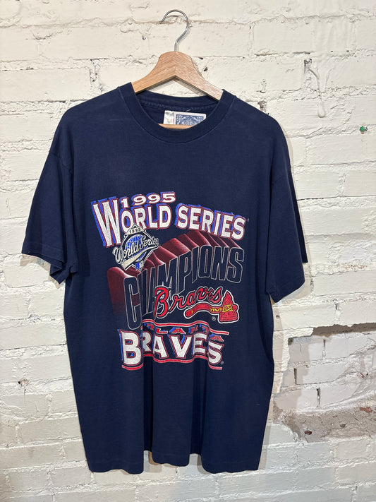 Vtg Navy Braves Tee - L