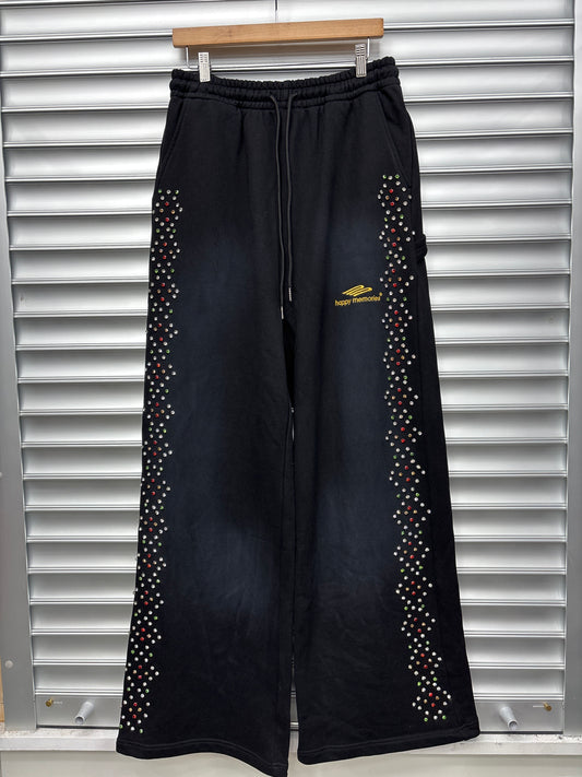 HMDD Black Rhinetsone Sweatpant - Large