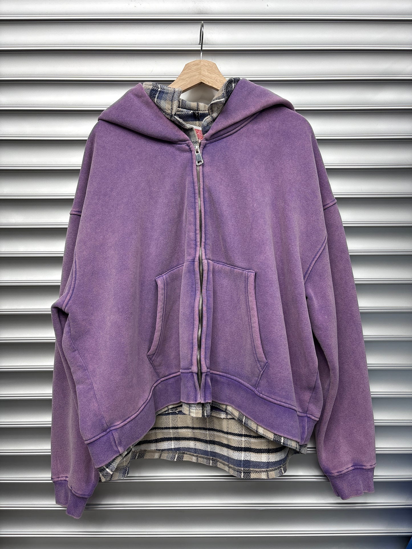Raspberry Purple Hoodie Flannel - L