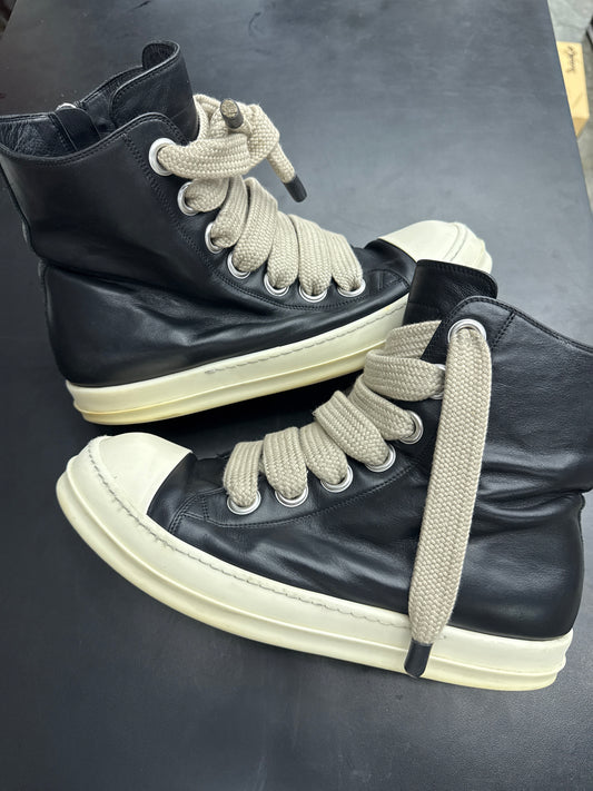 Rick Owen Ramone High Jumbo Lace Black Leather (U) - 45(12) (NB)